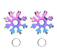 2 Pcs 18 in 1 Snowflake Multi Tool Stainless Steel Handy Tool with Screwdriver Spanner and Bottle Opener for Outdoor Travel Camping and Adventure Multicolor Design