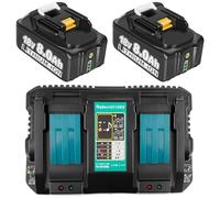 2 Pcs 18-Volt 8.0Ah Batteries with 4A DC18RD Charger Replacement for Makita Battery 18V and Charger Compatible with Makita 18V Battery BL1860 BL1840 BL1830 BL1820 BL1815 BL1835 Cordless Power Tool