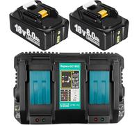 2 Pcs 18-Volt 8.0Ah Battery Replacement for Makita 18V Battery with DC18RD Charger Combo Compatible with Makita 18Volt Cordless Power Tool