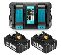 2 Pcs 18-Volt 8.0Ah Battery with 4A DC18RD Charger Replacement for Makita 18V Battery Compatible with Makita 18Volt Cordless Power Tool