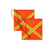 2 Pcs 18 X 18 Inch Safety Flag Mesh Weather Proof Warning Flag with Grommet and Bungee Cord and Reflective Strip