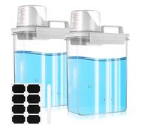 2 Pcs 1800ml Laundry Detergent Dispenser with Measuring Cup, Airtight Washing Powder Storage Container Box, Laundry Powder Storage Container for Rice Pet Dry Food Cereal Containers + Sticker & Pen