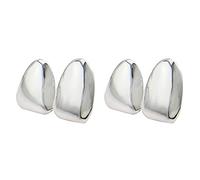 2 Pcs 18K Gold Plated Double Tooth Cap Hip Hop Teeth Grillz Vampire Fangs Grills Set for Men and Women Rapper Cosplay Costume, One Size, Brass, No Gemstone