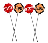2 Pcs 18x18 Inch Stop/Slow Paddle Sign with 60'' Telescopic Handle, Flagger Helper Slow Stop Paddle Signs,Reflective Double-Sided Traffic Sign for Road Construction and Safety