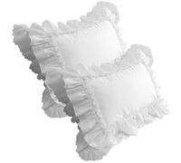 2 PCS 19×29 Inch Cotton Ruffle Pillow Cases with Lace, Soft Decorative Shams for Bedroom, Cottage & Vintage Home Decor