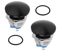 2 Pcs 19 mm Metal Push Button Switch for Waterproof Start Button with Ip65 Rated Dustproof Design for Ac/Dc Applications, Self Reset Mushroom Head Switch for Industrial and Automotive Use