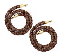 2 Pcs 2.5m Hemp Stanchion Ropes, Twisted Crowd Control Barrier Set, Premium Braided Rope for VIP Queue Line, Hotel & Movie Set - Brown, 7ft Length