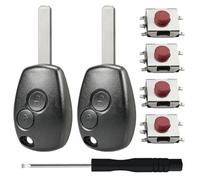 2 Pcs 2 Button Key Fob Holder Replacement for Vauxhall Vivaro, Key Fob Case for Renault Trafic Master Kangoo Modus Clio Twingo Dacia Duster Sandero, Keys Cover Shell with VA2 Blade