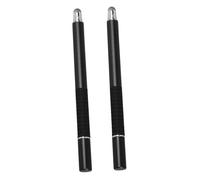 2 Pcs 2 in 1 Capacitive Stylus Pen with Fine Fiber Tip, Black Metal