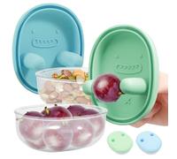 2 Pcs 2-in-1 No-Mess Snack Container with Fingertip Cover, Portable Fruit Storage Box with Silicone Lid, Leakproof Finger Snack Cup for Cookies, Nuts and Veggies, Travel & School Friendly (Blue+Green)