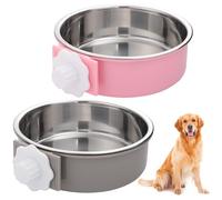 2 Pcs 2-in-1 Pet Crate Bowls, 15cm/6In 750ml Hanging Cage Dog Bowl Removable Cage Water Bowls for Dog Cat