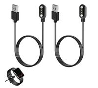 2 Pcs 2 Pin 4mm Magnetic Smart Watch Charger, Magnet Charging USB Cables, Universal Compatible with Dafit, Nerunsa, Radley, Reflex Active and More, Portable Quick Charge Cable, 60cm Length, Black (2)