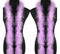 2 Pcs 2 Yards 20G Light Purple Fluffy Marabou Feather Boa for Women Boa DIY Craft Sewing Trim Home Wedding Party Christmas Decoration