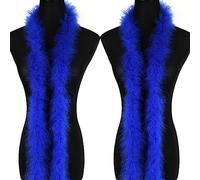 2 Pcs 2 Yards 20G Royal Blue Fluffy Marabou Feather Boa for Women Boa DIY Craft Sewing Trim Home Wedding Party Christmas