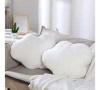 2 Pcs 20 Inch Cute Pillows White Aesthetic Stuffed Cloud Shaped Soft Throw Pillows Girls Bedroom Lovely Cloud Plush Stuffed Cloud Room Decor Decorative Waist Rest Cushion for Office Car Chair Home
