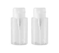 2 Pcs 200 ml Empty Plastic Nail Polish Remover Bottles Liquid Makeup Remover Dispenser Travel Push Down Pump Dispenser Nail Acetone Bottle Refillable Cosmetic Bottle