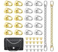 2 Pcs 20cm/7.9" Purse Strap Extender, Short Purse Chain Strap Replacement, Alloy Bag Short Chain Replacement, with 20 Pcs 360 Degree Rotatable D Rings Stud Screw for DIY Backpack Handbag Shoulder Bag