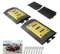 2 Pcs 20in Rubber Speed Bumps for Road, Speed Bumps Heavy Duty Driveway, Car Ramp, Height 2in, Effectively Reduce Vehicle Speed, for Garage Gravel Roads Asphalt Concrete
