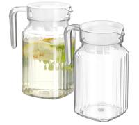 2 Pcs 20oz Plastic Pitcher with Lid - 600ml Cold/hot Water Jug Shatterproof Acrylic Water Pitcher for Juice, Milk - Small Clear Plastic Juice & Iced Tea Container with Handle for Home Office