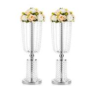 2 Pcs 23.75 inches Tall Crystal Metal Vase Flower Stand Holders Wedding Centerpiece Chandelier for Reception Tables Wedding Supplies