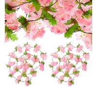 2 PCS 230cm Artificial Cherry Blossom Garland - Pink Decorations, Flower Garland Decoration Perfect for Marriag Backdrops, Indoor Wall Decor Bedroom Styling & Outdoor Flower Vines Fake Hanging Flowers