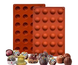 2 Pcs 24 Cavity Half Round Chocolate Moulds, Mini Chocolate Mould, Candy Moulds, Silicone Moulds, Mini Chocolate Moulds for Chocolate, Cake, Jelly, Dome Mousse