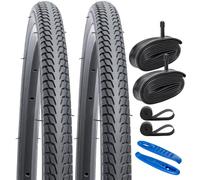 2-PCS 24x1 3/8 (37-540) Bike Tires and 24" Heavy Duty Bike Tubes Schrader Valve AV32mm Compatible with 2 Rim Strips 24x1 3-8 24 x 1 3/8 Wheelchair Road Bike Bicycle Tires and Tubes (Y-1392)