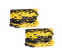 2 Pcs 25 Meter Plastic Chain Safety Barrier with 8MM Thickness - Yellow and Black | Plastic Chain Link Roll for Crowd Control | Safety Chain for Construction Road Safety Caution Sign Parking Chain (2)