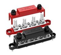 2 PCS 250A 12V Bus Bar Battery Power Distribution Block Plastic+Metal 4 X 3/8Inch Posts 6 X 8 Screws Car Audio 12 Volt DC Busbar