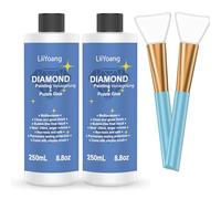2 Pcs 250ML Diamond Painting Sealer with Silicone Brush, 500ML 5D Diamond Art Glue Accessories Permanent Hold & Shine Effect for Diamond Painting and Jigsaw Puzzles