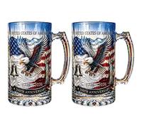 2 Pcs 250th Anniversary Beer Mug with Handle, America 250th Anniversary Commemorative Mug, 7.87 x 3.94 in, America 1776-2026 We The People Heritage Stout Glass, Patriotic Gift for Beer Lovers