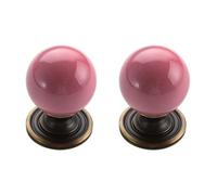 2 Pcs 25mm Ceramic Knob with Screws Cabinet Handle Drawer Pull, Single Hole Ball Knobs for Kitchen Door Hardware Decorative Dressers Cupboard Bedroom Furniture Handles