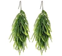 2 Pcs 28" Artificial Christmas Teardrop Swag, Norfolk Pine Greenery Teardrop Wreath Pine Needles Teardrop Door Swag, for Christmas Holiday Door Table Mantle Fireplace Indoor Outdoor Decor