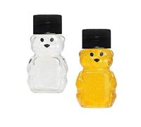 2 Pcs 2oz Plastic Honey Bear Bottle, Bear Shape Clear Empty Honey Jar with Screw Yellow Lid, Honey Dispenser for Baby Shower Party Favors Gifts (black)