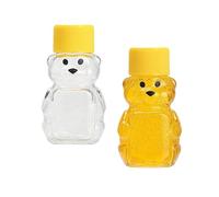2 Pcs 2oz Plastic Honey Bear Bottle, Bear Shape Clear Empty Honey Jar with Screw Yellow Lid, Honey Dispenser for Baby Shower Party Favors Gifts (Yellow Lid) (yellow)