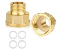 2 PCS 3/4" Female to 1/2" Male BSP Thread Brass Hex Bushing Reducing Connector 3/4” Female to 1/2” Male Adapter for Water Gas Pipe Connecting Conversion with Sealing Rings