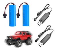 2 Pcs 3.7V 800mah Li-Ion Battery, 14500 3.7V Rechargeable Batteries for RC, Rechargeable Lithium Batteries with 2 USB Charger SM-2P Plug Connector, Replacement Battery for RC Tanks Robots