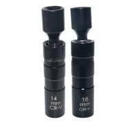 2 Pcs 3/8 Inch Drive Socket Wrench Set for Auto Repair 14Mm 16Mm Magnetic Swivel Spanner with Detachable Ratchet Handle Metal Flex Joint Tool for Car Maintenance and DIY Mechanics