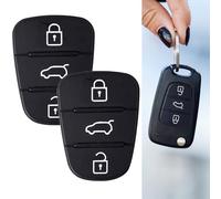 2 pcs 3 Button Key Fob Rubber Pad Replacement Compatible with Hyundai i40 i30 i20 i10 ix20 ix30 ix35 Santa Fe Tucson Elantra Accent Car Remote Control Flip Key Fob Shell Case Buttons Cover