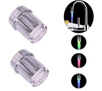 2 Pcs 3-Color Temperature Sensitive Gradient LED Water Faucet Light - Color Changing Faucet Tap for Kitchen and Bathroom