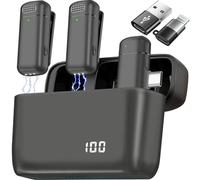 2 Pcs 3 in 1 Wireless Lavalier Microphones for iPhone iPad USB C Android Laptop with Charging Case, Clip on Lapel Mic Plug-Play Cordless Mini Mic for Video Recording Vlogging, YouTube, Interview