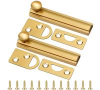 2 Pcs 3 Inch Solid Brass Surface Bolt, 90/180 Degree Concealed Slide Bolt Latch Lock, Anti-Theft Door Slide Bolt for Small Cabinet Doors (Gold)