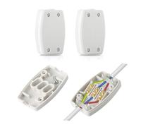 2 Pcs 3 Terminal Electrical Junction Box 13A 250V Flex Connector For Indoor Lighting Power supply (White）