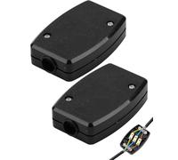 2 Pcs 3 Terminal Electrical Junction Box 13Amp 250V, 3 Core Cable Connectors Universal Waterproof Electrical Project Box For Indoor Lighting Electrical Power Wiring Automotive Applications (Black)