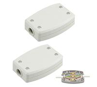 2 PCS 3-Terminal Electrical Junction Box Flex Connector 13A 250V Cable Joiner Box 3 Core Cable Joiner White Cable Connectors Electric Connectors for Outdoor Lighting, Power and Automotive Wiring