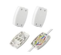 2 Pcs 3 Terminal Electrical Junction Box, Power, 13A 250V Electrical Connectors for Indoor Lighting, Flex Connector 3 Core Cable Joiner (White)