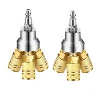 2 Pcs 3 Way Air Manifold With Steel Couplers, Copper Plated Iron For Rust Resistance, For M D IM Type Compressor Hose Tools