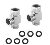 2 PCS 3 Way T Shape Adapter, Shower Diverter Valve G1/2" Shower Hose Connector Tap to Shower Adapter Anti-Rust Shower Splitter Brass T-Joint Connector with 3 Washers
