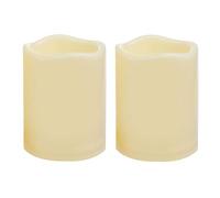 2 PCS 3" x4" Waterproof Outdoor Battery Operated Flameless LED Pillar Candles with Timer Flickering Plastic Resin Electric Decorative Light for Lantern Patio Garden Home Decor Party Wedding Decoration