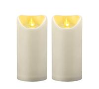 2 PCS 3"x6" Waterproof Outdoor Battery Operated Flameless LED Pillar Candles with Timer Flickering Plastic Resin Electric Decorative Light for Patio Lantern Decor, Halloween Christmas Party Decoration